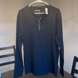 Black large long sleeve Express shirt cotton with white accent near buttons